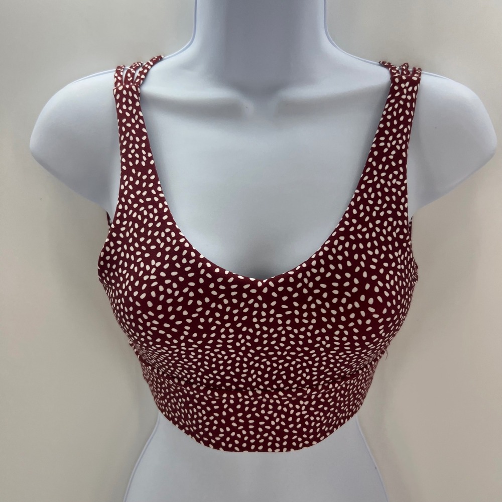 Buffbunny Collection Burgundy Dotted Strappy Cage Back Sports Bra XS Maroon - Picture 8 of 8